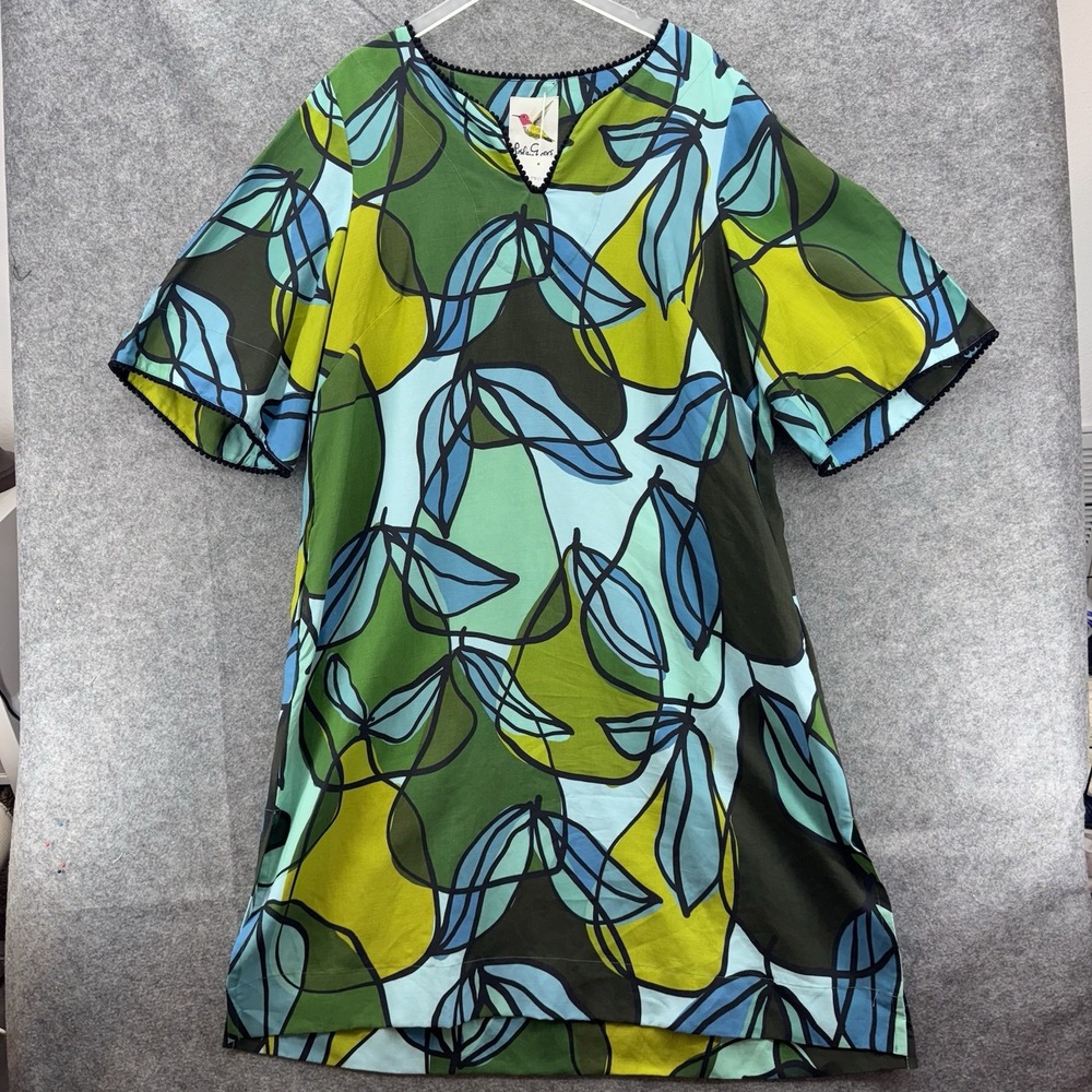 Lesley Evers Womens Gigi Green Pears Linen Dress Size 2X Linen Blend Artsy Boho - Picture 7 of 12